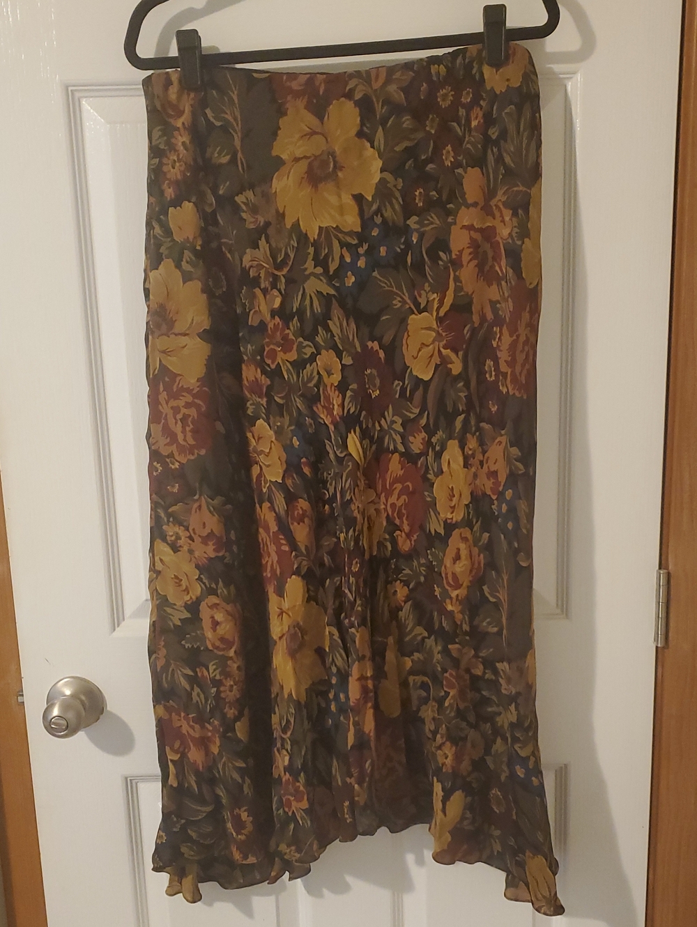 Lauren Ralph Lauren Floral Midi Skirt in Mustard & Olive